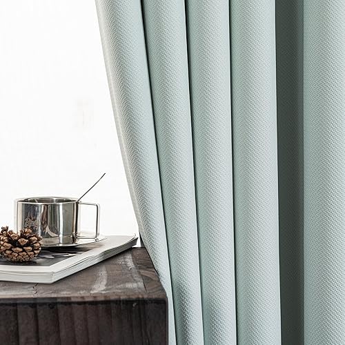 Miniatura 9 de NANPIPER Cortinas 100% opacas para dormitorio de 45 pulgadas de largo, juego de 2 paneles de cortinas con aislamiento térmico sólido de ahorro de