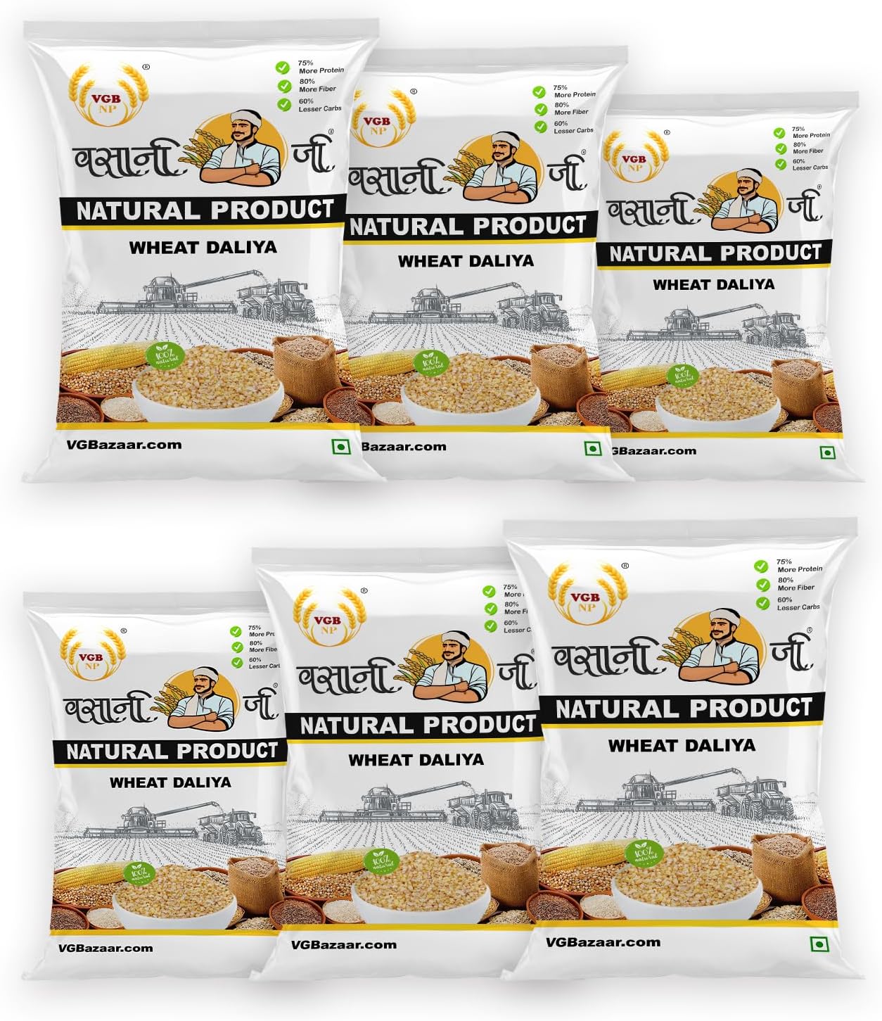 Vasani G Sharbati Wheat Dalia | Bulk Pack for Daily Healthy Cooking | Whole Grain Goodness – 3kg