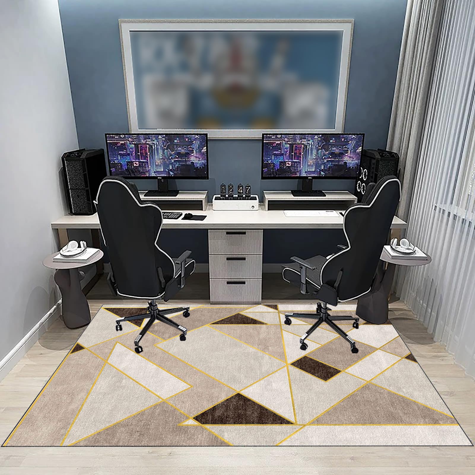 Tapis Gaming Sol, Tapis Protège-Sol, Tapis Chaise de Bureau, Tapis de Protection Protection de sols durs, 140 x 160 cm Tapis Sol Gamer Antidérapant pour Bois/Carrelage pour Bureau et Maison