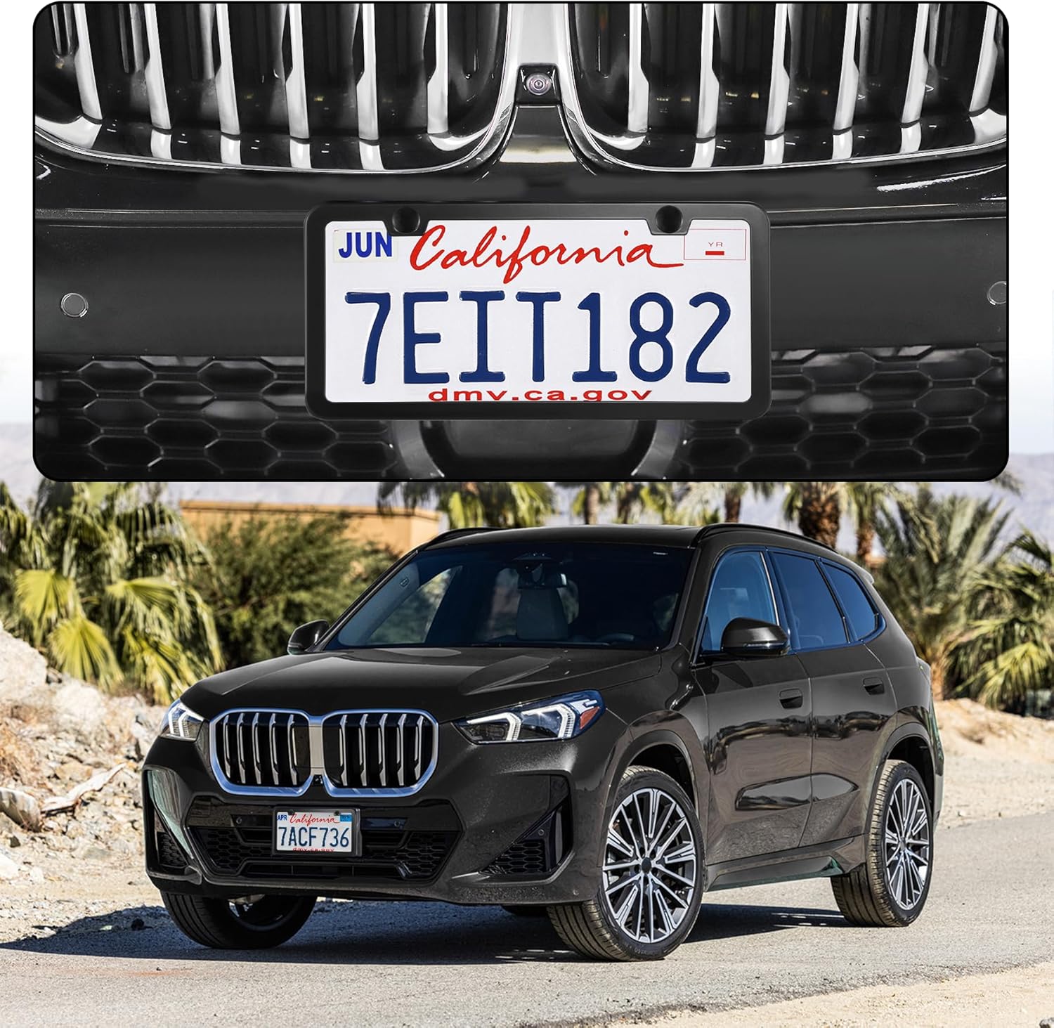 LivTee Black License Plate Frames, 2 Holes Stainless Steel License Plate Covers, 2PCS Car License Plate Holder, Automotive Exterior Accessories, Slim Design with Gasket Cover for US Cars