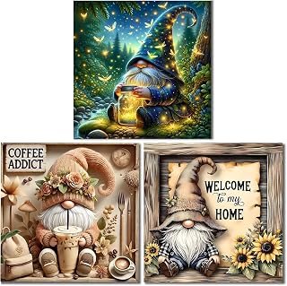 Kaixine 3 Pack Diamond Art Kits for Adults,Gnom Diamond Painting Kits | 5D Diamond Dots Round Dimond Paintings Kits DIY Full Drill Gem Art Craft Kit for Home Decor and Gifts 12X12 inch