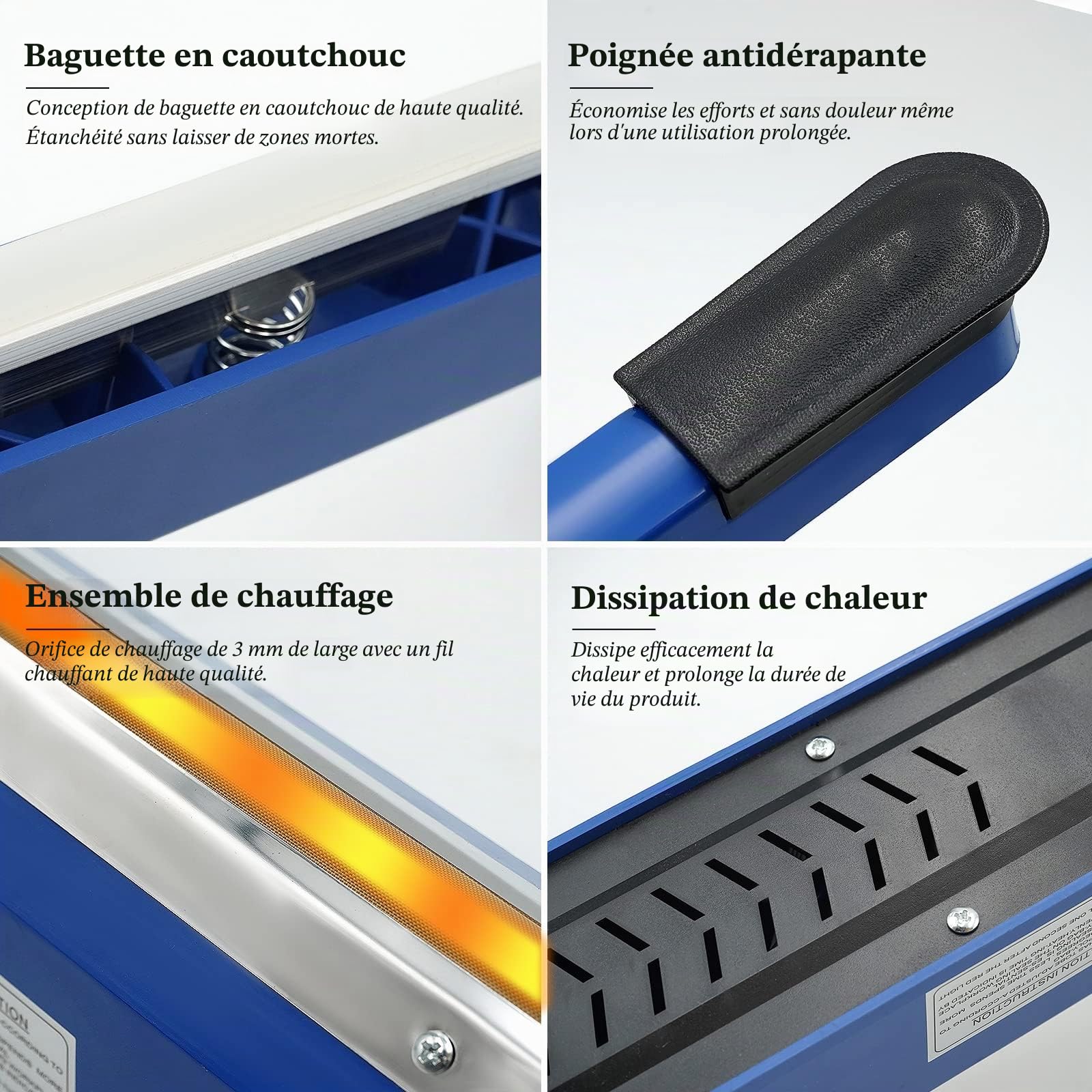Machine à sceller à chaud 300 mm Impulse Heat Bag Sealer 220 V Scelleuse de sacs en plastique portable pour PE/PP/PVC/Mylar /papier kraft / sacs en plastique
