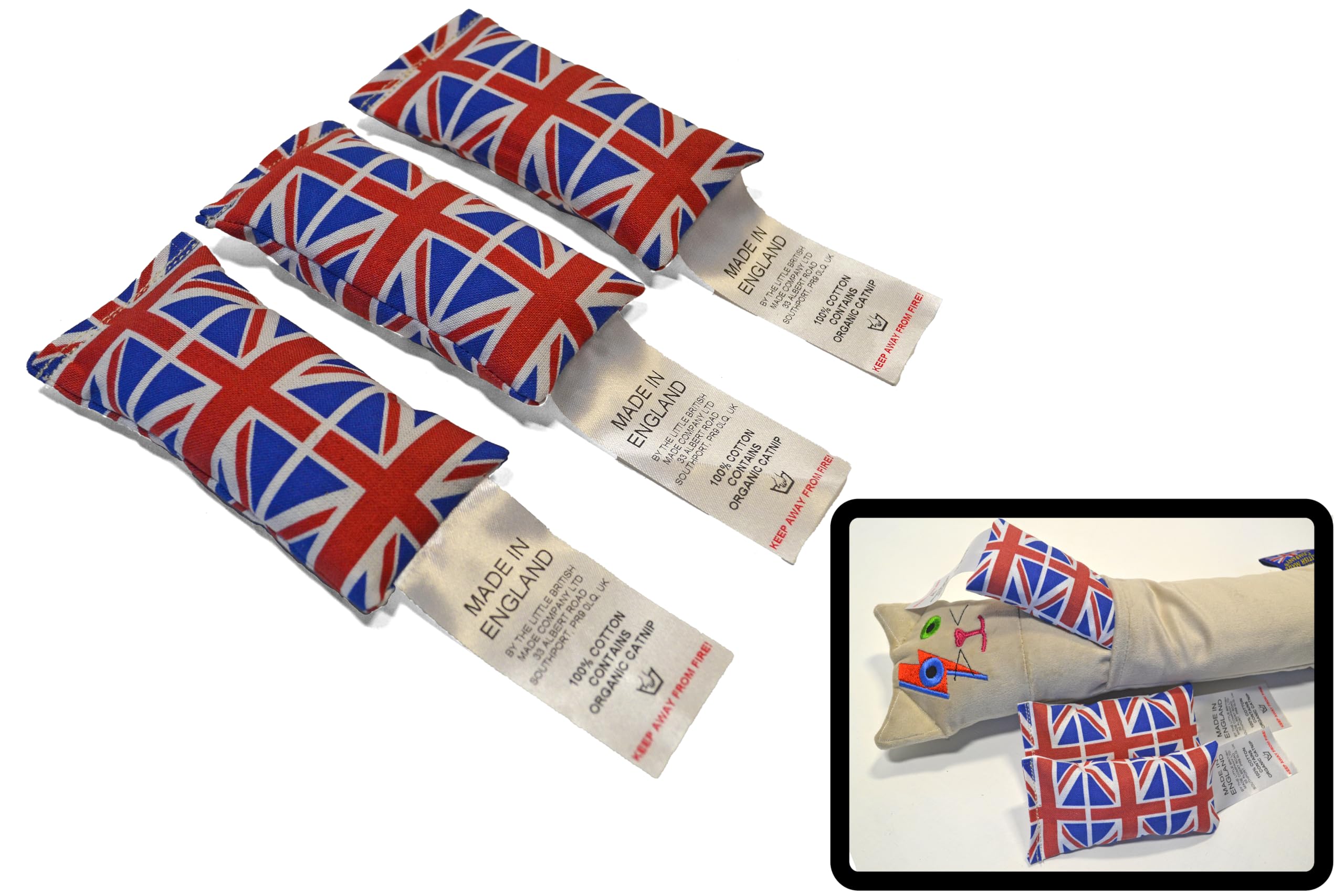 British Made x3 Catnip Filled Refill Bags for Cat Toys - Strong High Potency Catnip in Cotton Bags