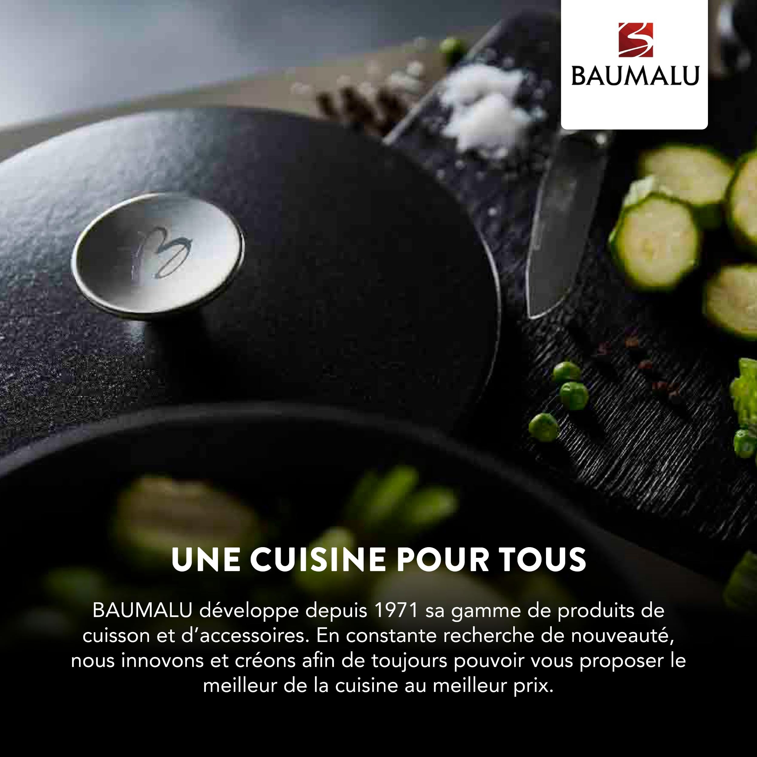 BAUMALU Traiteur inox + couvercle verre 32 cm