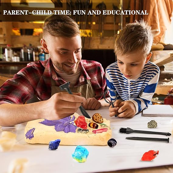 My First Mega Gemstone Dig Kit for Kids | Excavate 15 Real Gems and Crystals, Stem Educational Geology Fun Projects for Boys Girls