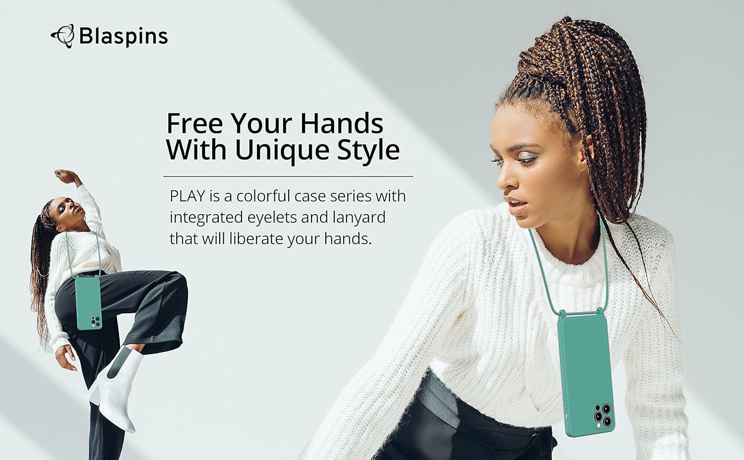 Blaspins Crossbody Lanyard Strap Case for iPhone 15 Pro, Hands-Free Neck Cross Body Wrist Adjustable Rope Removable Drop Protection Shockproof Silicone Case 6.1 inch 150 cm Strap iP15Pro - Pine Green - Image 9