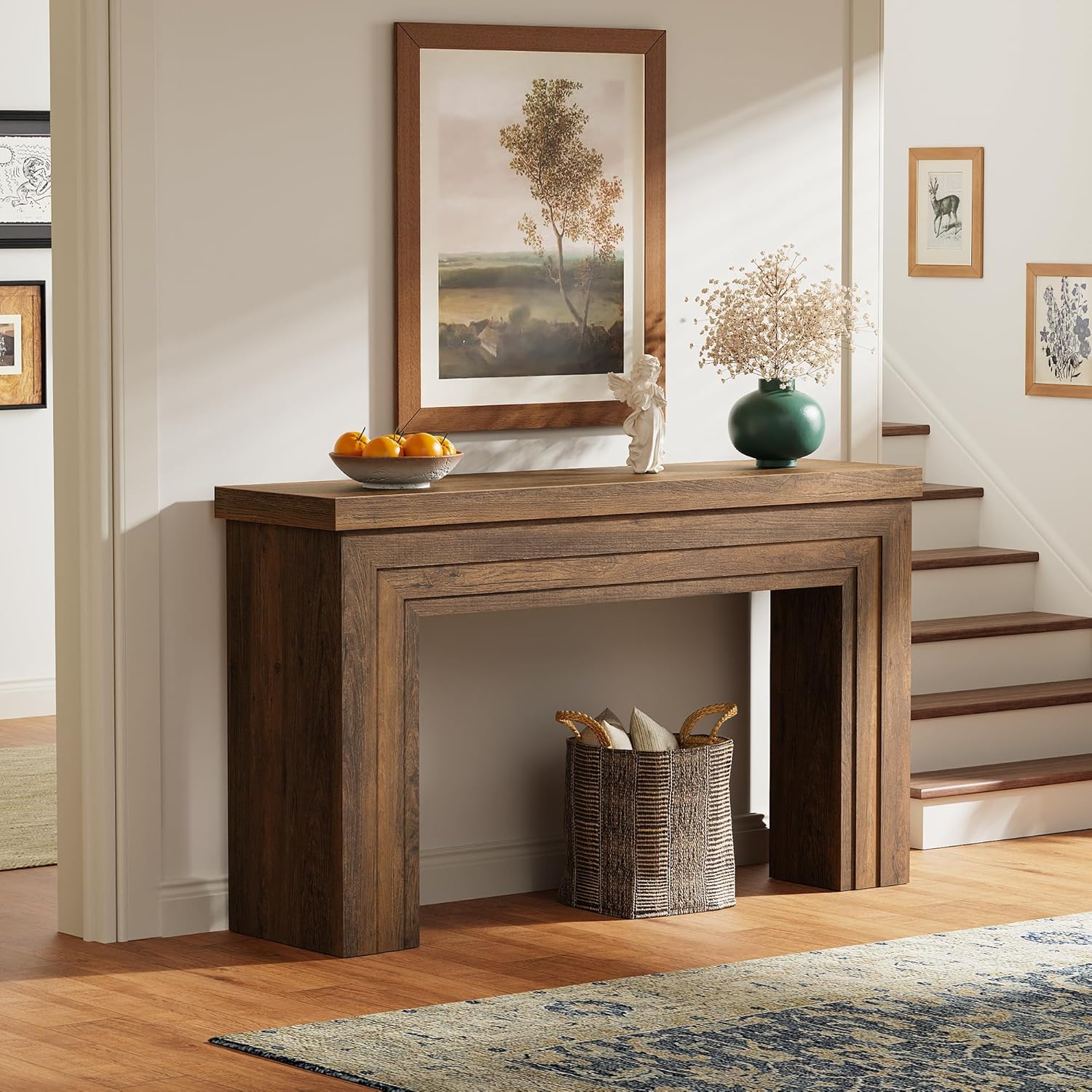 Huuger 54 Inch Entryway Table, Retangular Console Table with Storage, Farmhouse Sofa Table Behind The Couch, Long for Entrance, Hallway, Foyer, Living Room, Rustic Brown - Image 3
