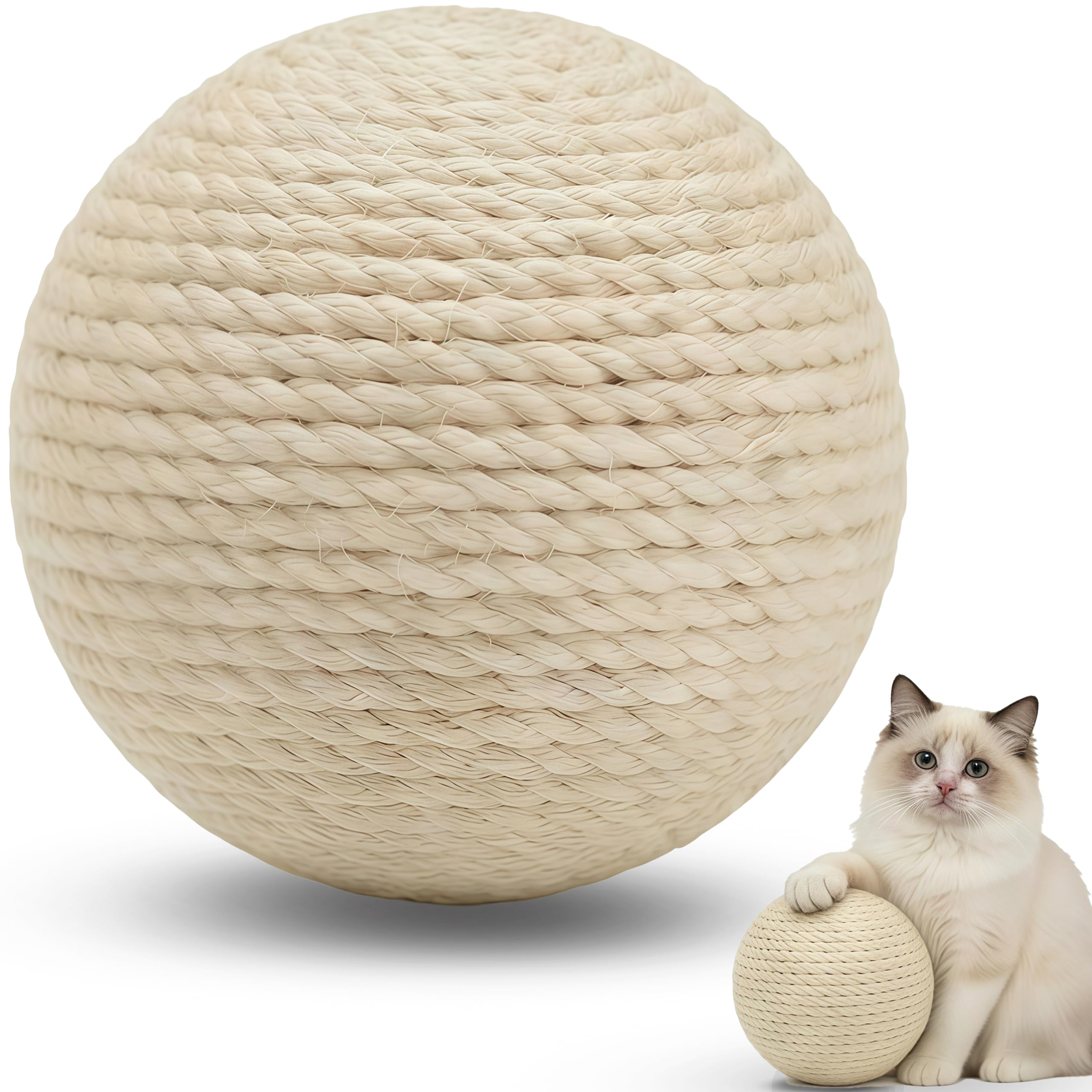 4-Inch Sisal Cat Toy Balls, Cat Toys for Indoor Cats, With Crinkle Sound