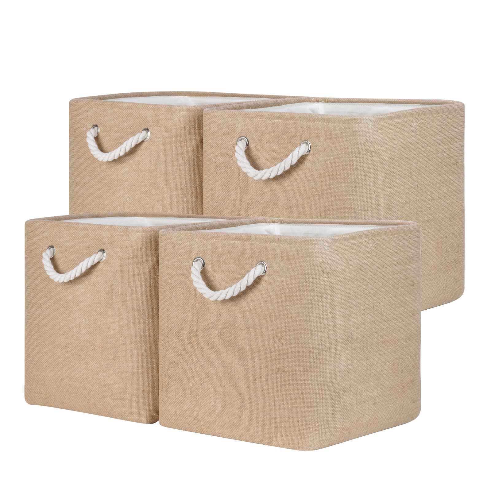 Temary Storage Baskets for Shelves, 13 inch Large Baskets for Gifts, Empty, 4 Pieces, Shelf Baskets, Decorative Storage Baskets, Cubes, Foldable Storage Baskets, Cubes with Handles for