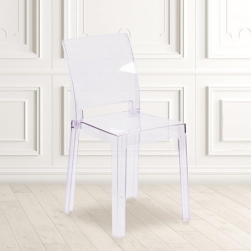 Miniatura 2 de Flash Furniture Silla Emilie Ghost con respaldo cuadrado en cristal transparente