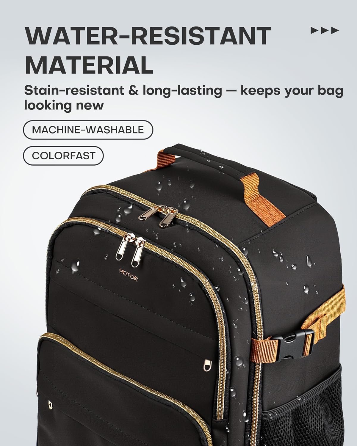 HOTOR Travel Backpack for Women - Large 15.6inch Laptop Computer Bag Water-Resistant Carry on Backpack Flight Approved Personal Item Travel Bag for Work, Business, College, Black, 13.0" x 7.9" x 17.3" - Image 4