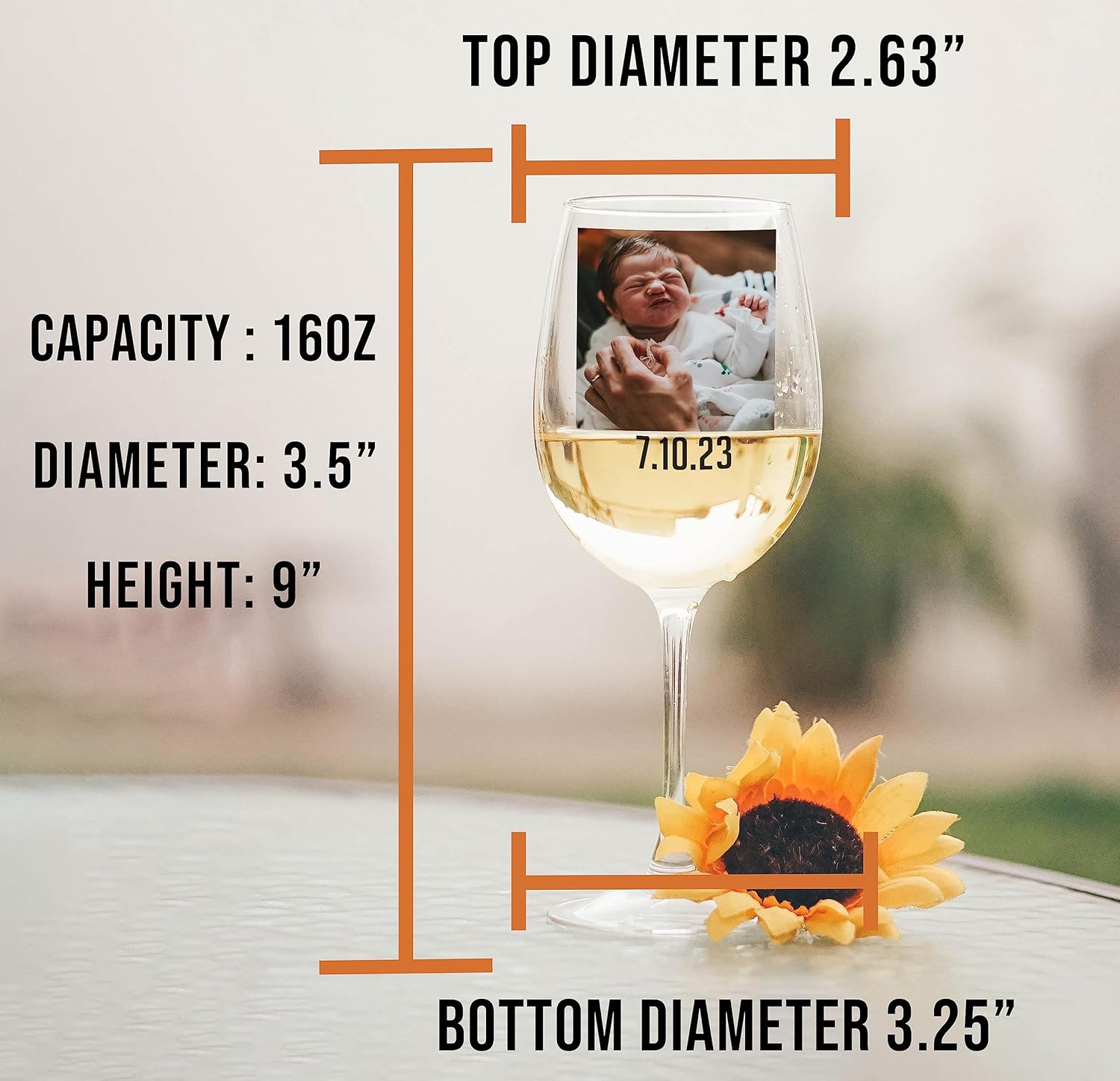 Personalized Mothers Day 16oz Photo Picture Print Stemmed Wine Glass - New Mom Gifts, Custom Mum Gift Postpartum Gifts, Women After Birth, Customized Mom Red Wine Glass