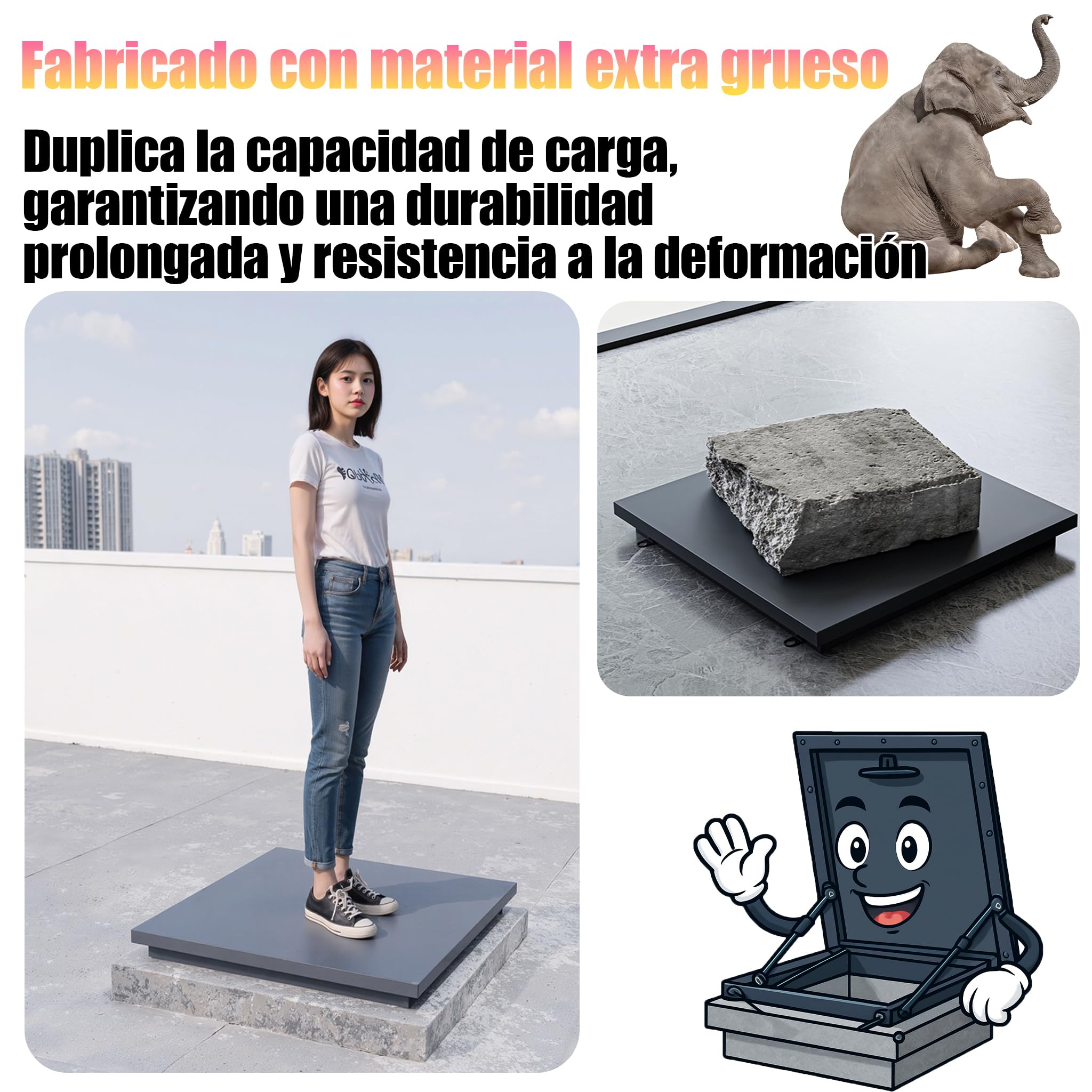 Trampilla De Suelo Placa De Cubierta De Escotilla De Tejado,Trampilla De Suelo Tapa De Salida De áTico Resistente(Interior:750 * 750mm/Exterior:860 * 860mm/Dimensiones Personalizables)