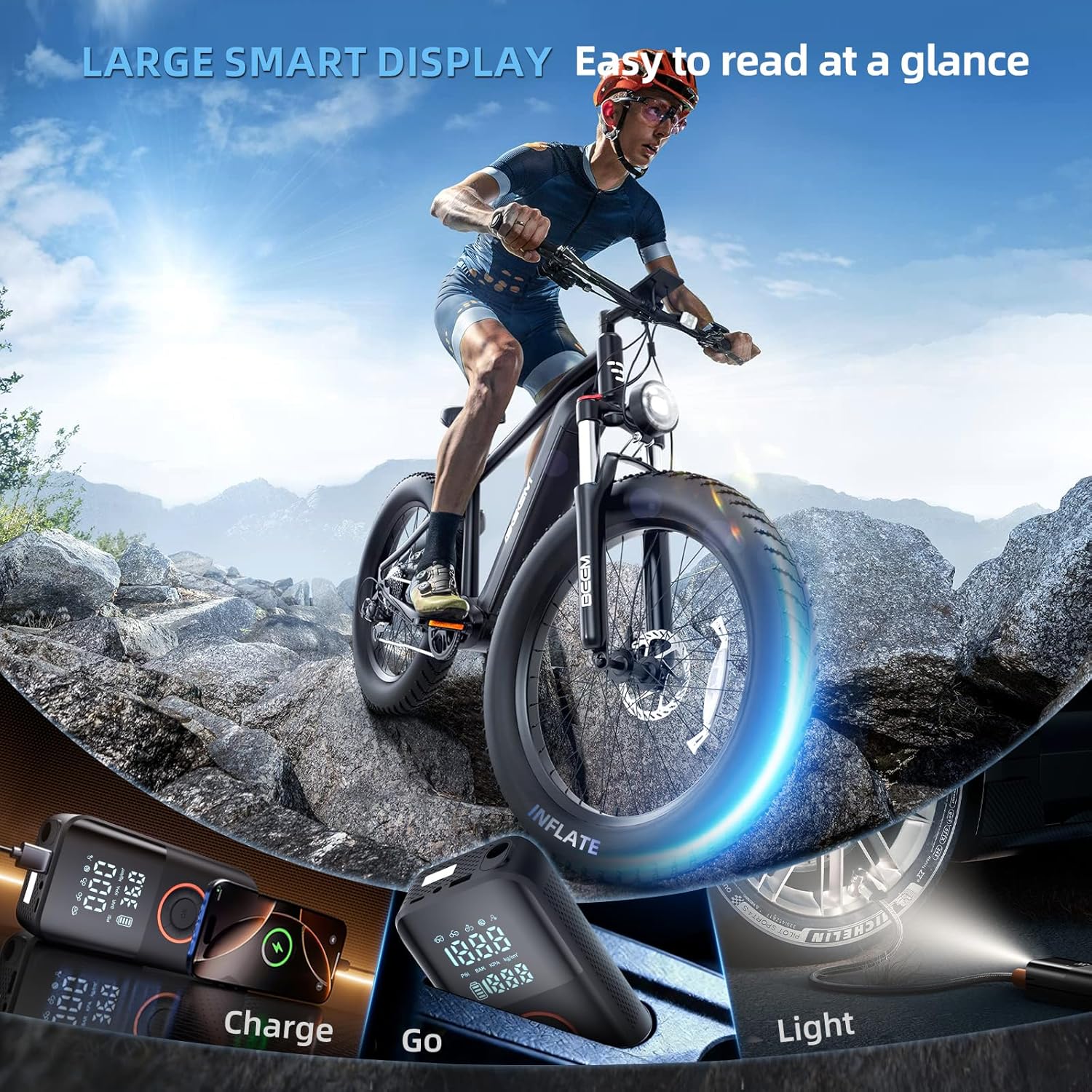 Tire Inflator Portable Air Compressor, 150PSI Cordless Tire Pump, 12V DC & Battery Dual Power, Air Pump for Car Tires, Motorcycle, Bike, Ball, with LED Light, Valentine Gifts for Men - Image 6