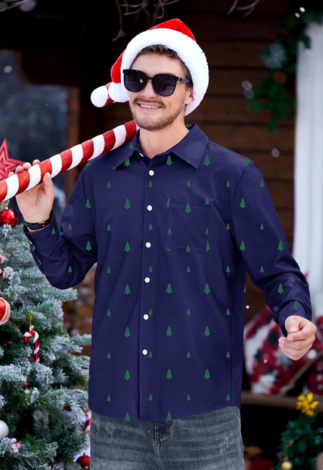 Arvilhill Men's Christmas Shirts Long Sleeve Ugly Xmas Button Shirts (S-XXL) - Image 4