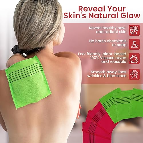 Miniatura 7 de etreetowel - 6 paños exfoliantes coreanos asiáticos antiencogimiento con 4 piezas de tamaño extra grande 35.4 x 11 pulgadas