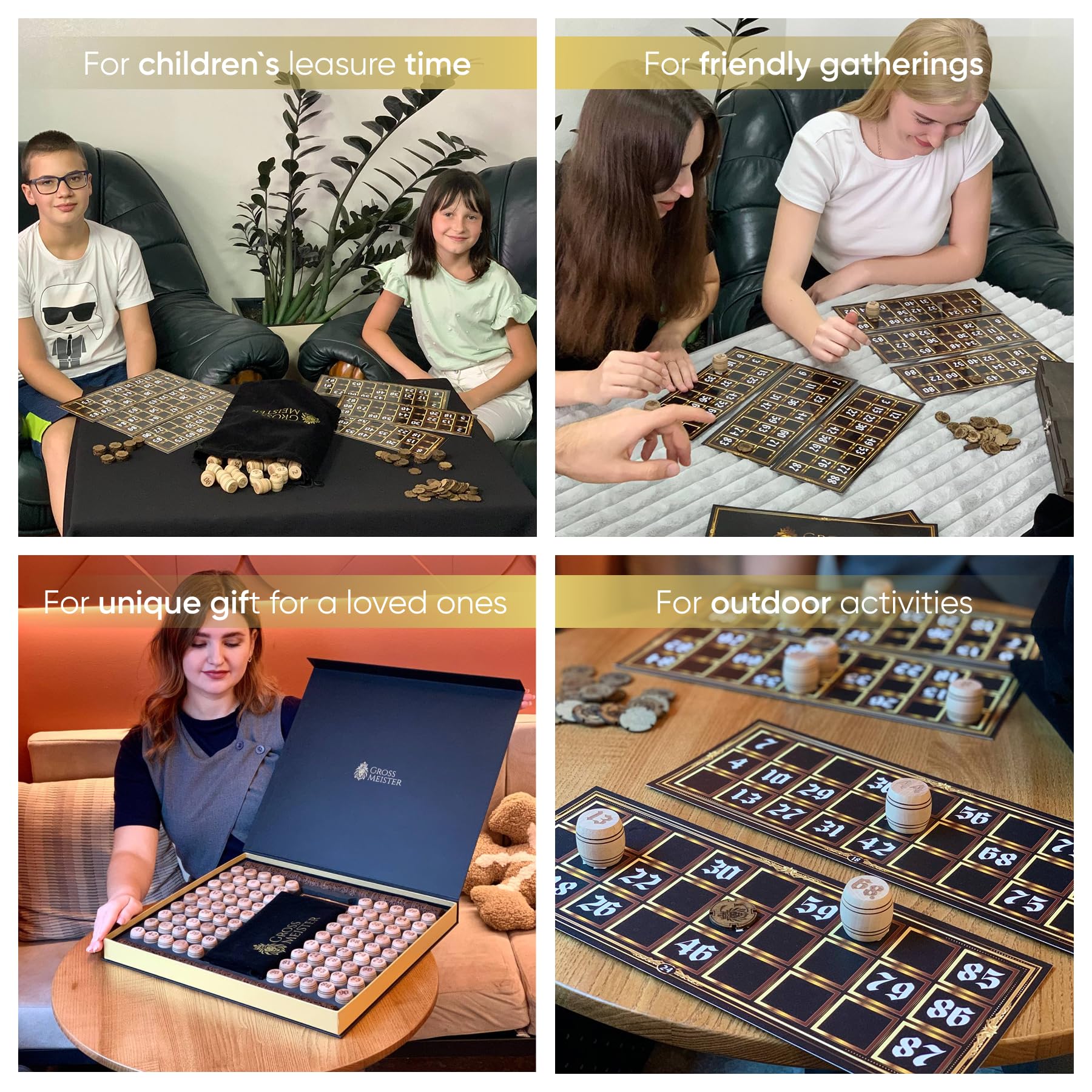 Handgefertigtes Premium Lotto Spiel aus Holz – Klassisches Bingo-Set mit nummerierten Holzfässern & Spielkarten – Gesellschaftsspiel für Kinder & Erwachsene – Familienspiel & Lernspiel