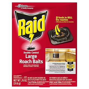 Raid Double Control Large Roach Baits for Indoor Roach Control Child Resistant Bait Stations 8 Count (Pack of 1)