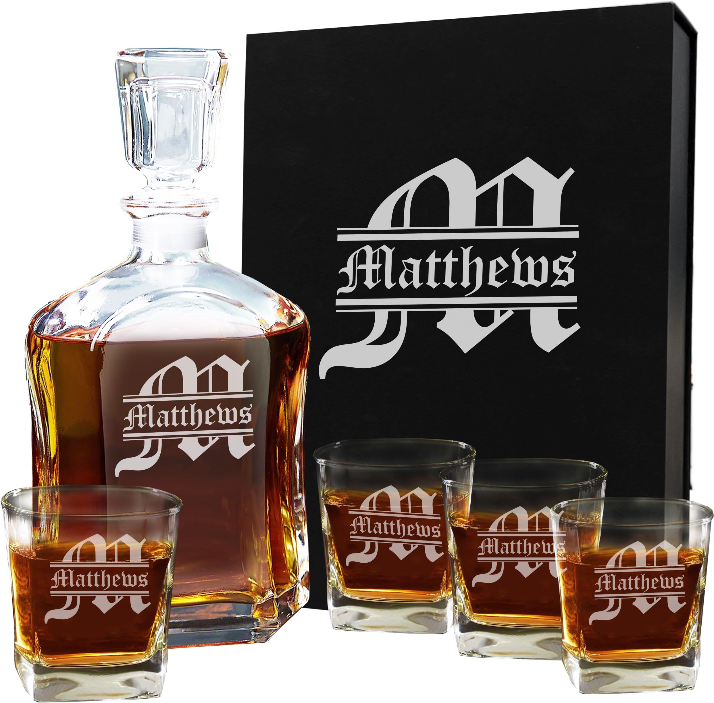 Personalized Whiskey Dispenser,Embossed Wooden Liquor