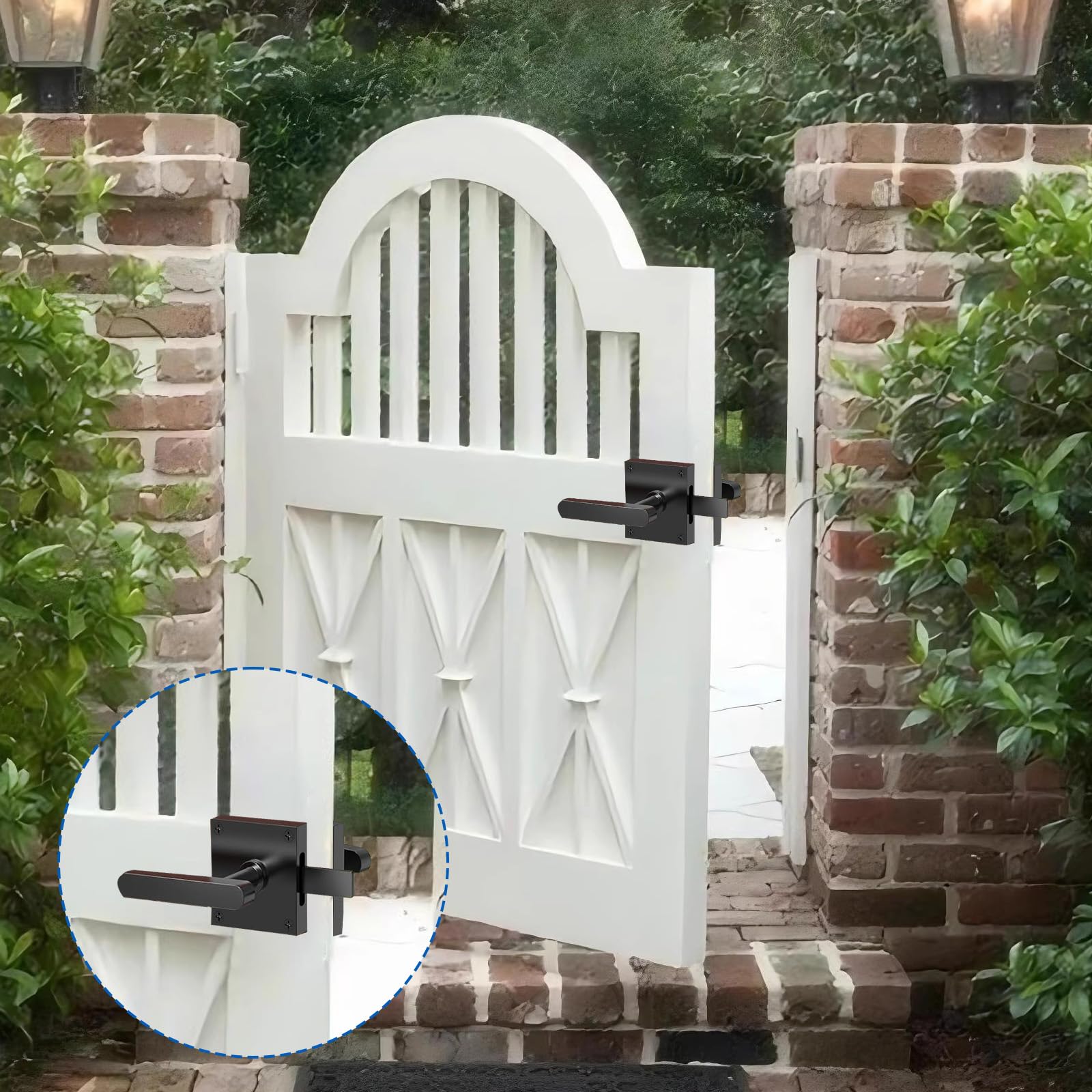 Doppelseitiger Torriegel, Robuste Schwingtürriegel, Zaunriegel, Torbeschläge für Holzzaun, Türriegel Riegelschloss Aluminium für Gartentor, Scheunentor, Holztüren, Zauntür (Schwarz)