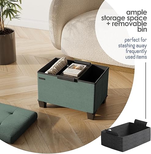 Miniatura 426 de Otomana plegable para dormitorio o sala de estar, con contenedores de almacenamiento, reposapiés para el extremo de la cama, soporta hasta 660 lb,