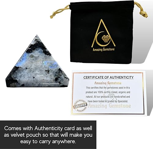Miniatura 223 de Amazing Gemstone White Agate Snow Quartz Pyramid Crystal Healing Stones - 1" Great Pyramid Figurine of Natural Stone Pyramid for Meditation, Reiki