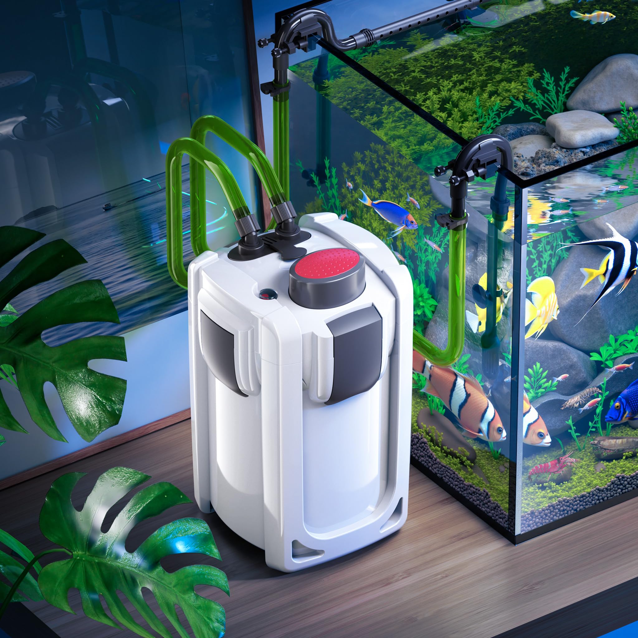 SunSun HW-704B Aquariumaußenfilter 2000 L/h 45 W mit 9 W UV und 4 Stufen Filter Aquarium