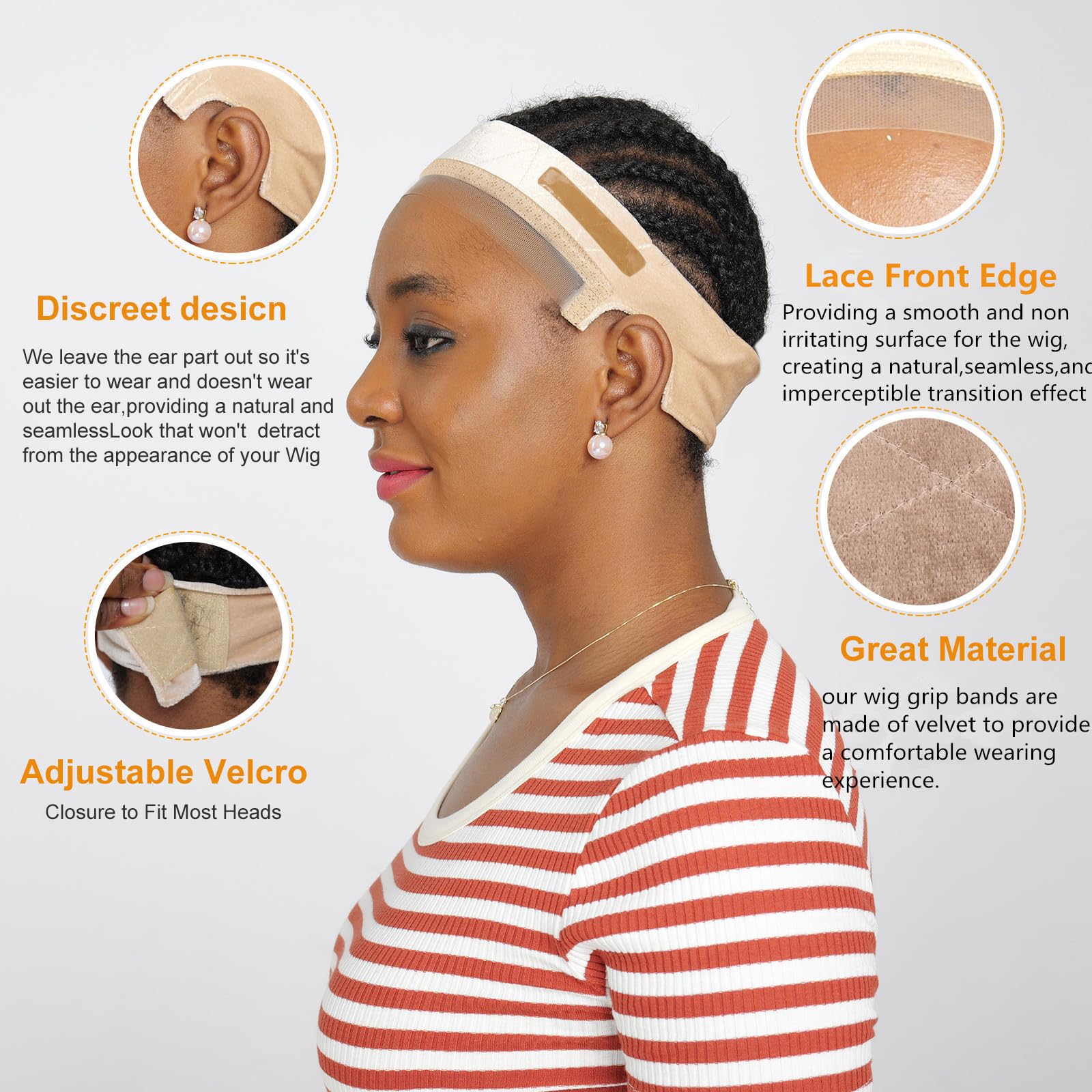 Lace Wig Grip Band,Non Slip Grip Band for Wigs,Wig Band Make Your Wigs Secure and Glueless(Nude)