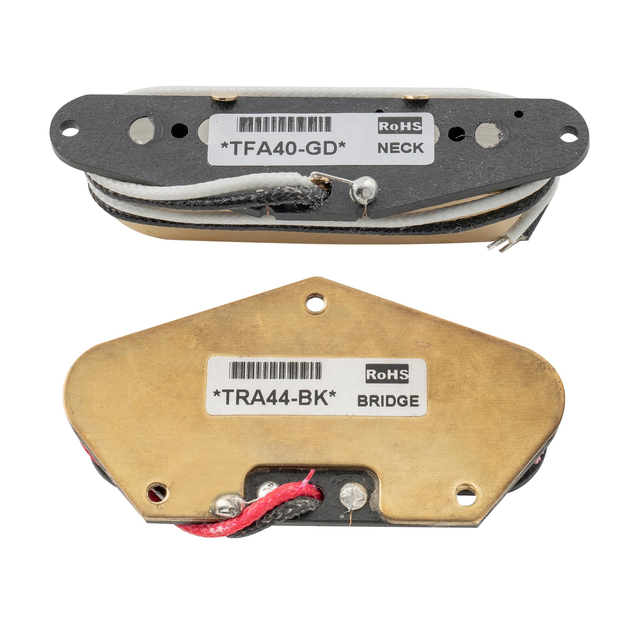 Artec TFA40 Alnico 5 Pastillas Telecaster Pickups Set para Guitarra Eléctrica tipo Tele, Dorado/Negro(Set de 2)