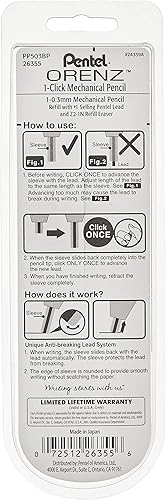 Miniatura 2 de Pentel Orenz - Portaminas de 0.012 in, línea extrafina, barril rojo, paquete de 1 (PP503BP)