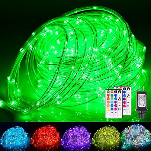 Tira de luces LED de 66 pies para exteriores, tira de luces de 18 colores cambiantes, enchufable con control remoto, 200 luces LED multicolor,