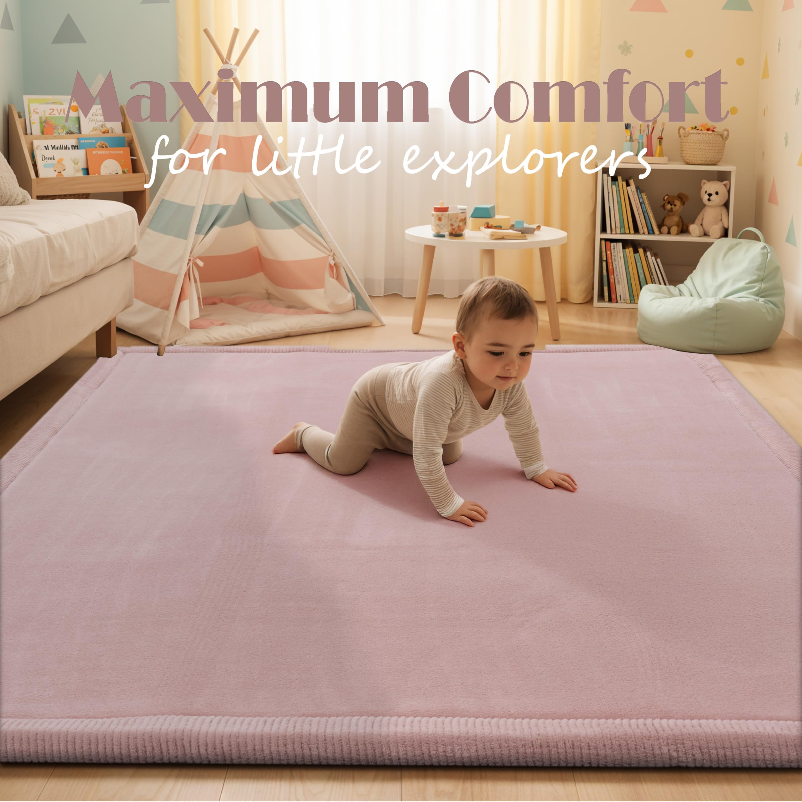 Paco Home Teppich Kinderzimmer Kinderteppich Baby Spielteppich Krabbeldecke Krabbelmatte Weich rutschfest Jungen Mädchen Deko, Grösse:120 cm Rund, Farbe:Pink