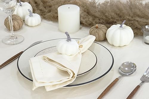 Miniatura 6 de PurpleEssences Juego de 12 servilletas de tela de vainica, 100% algodón, suaves, duraderas, lavables, ideales para eventos, bodas, otoño, Acción de