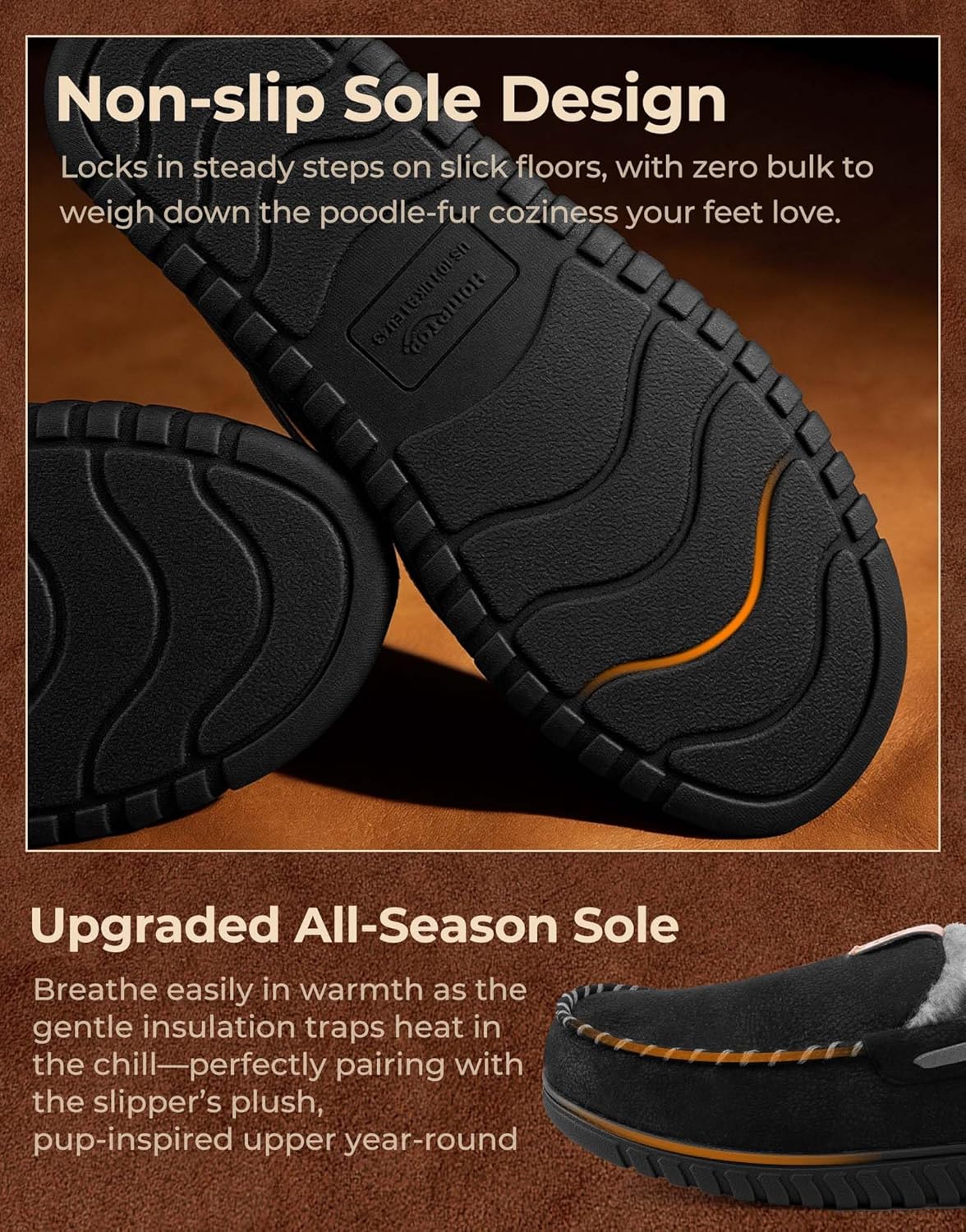 HomeTop Men's Suede Memory Foam Moccasin Slippers Soft Plush Warm Lining House Shoes - Image 5