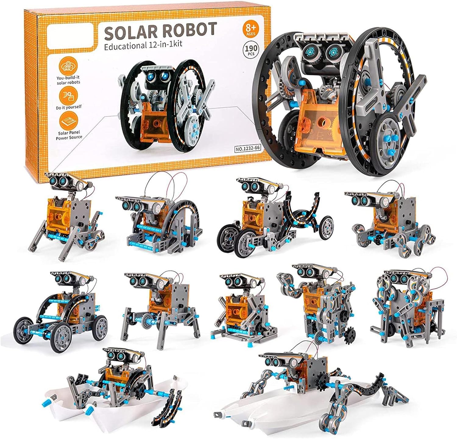 Amazon ソーラーパワードロボットキット12in 1ソーラーパワードキット、教育用幹科学玩具、キッズロボットアセンブリキット、8歳