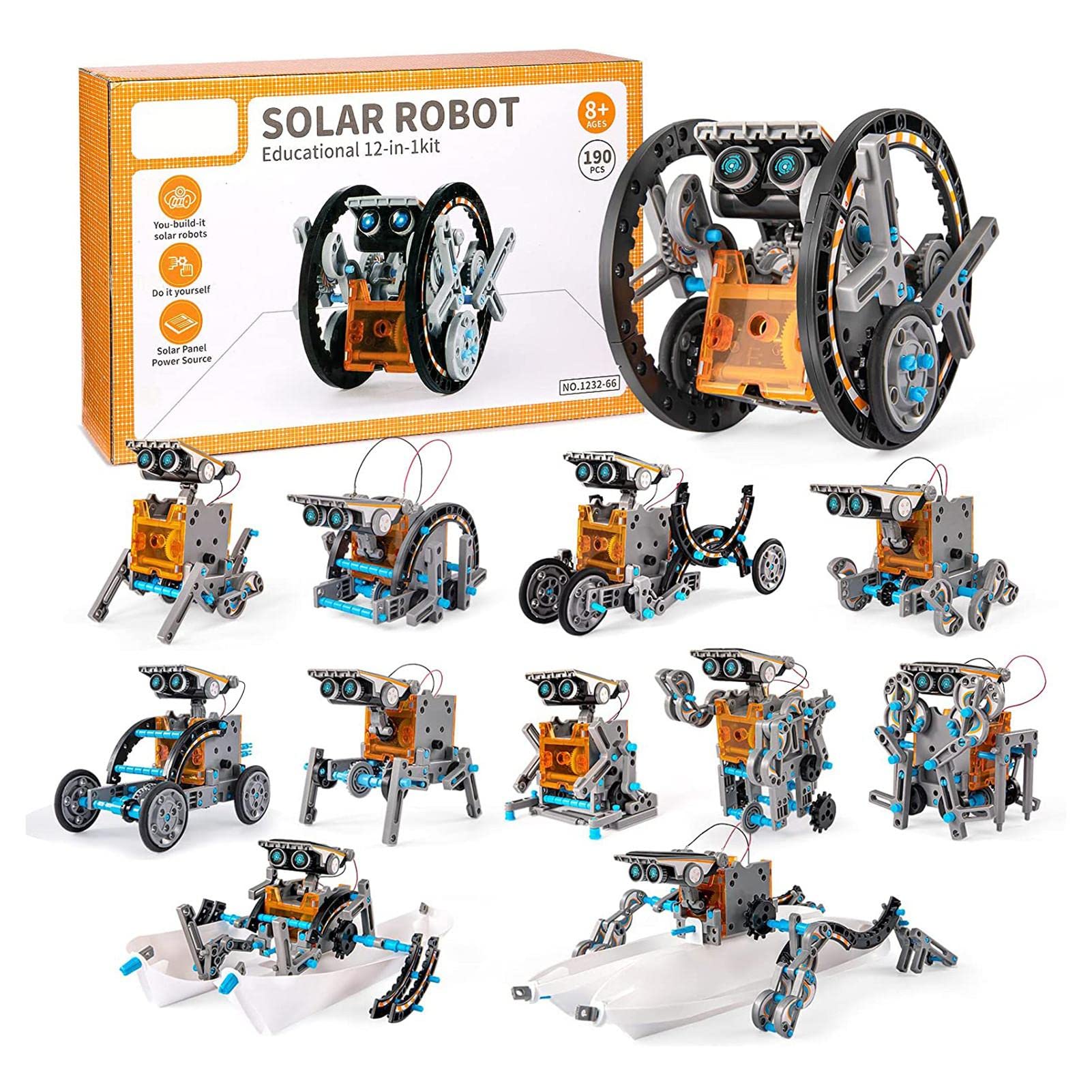 Prom-near Kit de robô alimentado por energia solar, brinquedo de