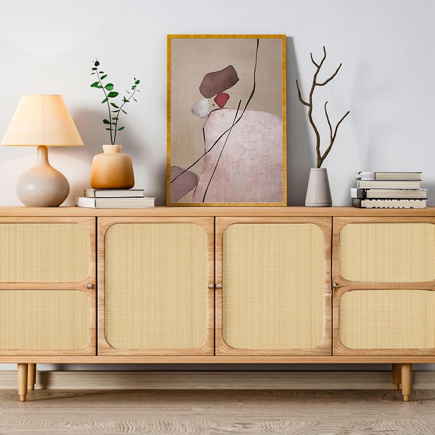 Yarlung 24 Inch x 5 Feet Cane Webbing, Natural Rattan Webbing Roll for Caning Material Projects, Woven Open Mesh Cane Webbing Sheet for Chair, Cabinet, Furniture, DIY Crafts