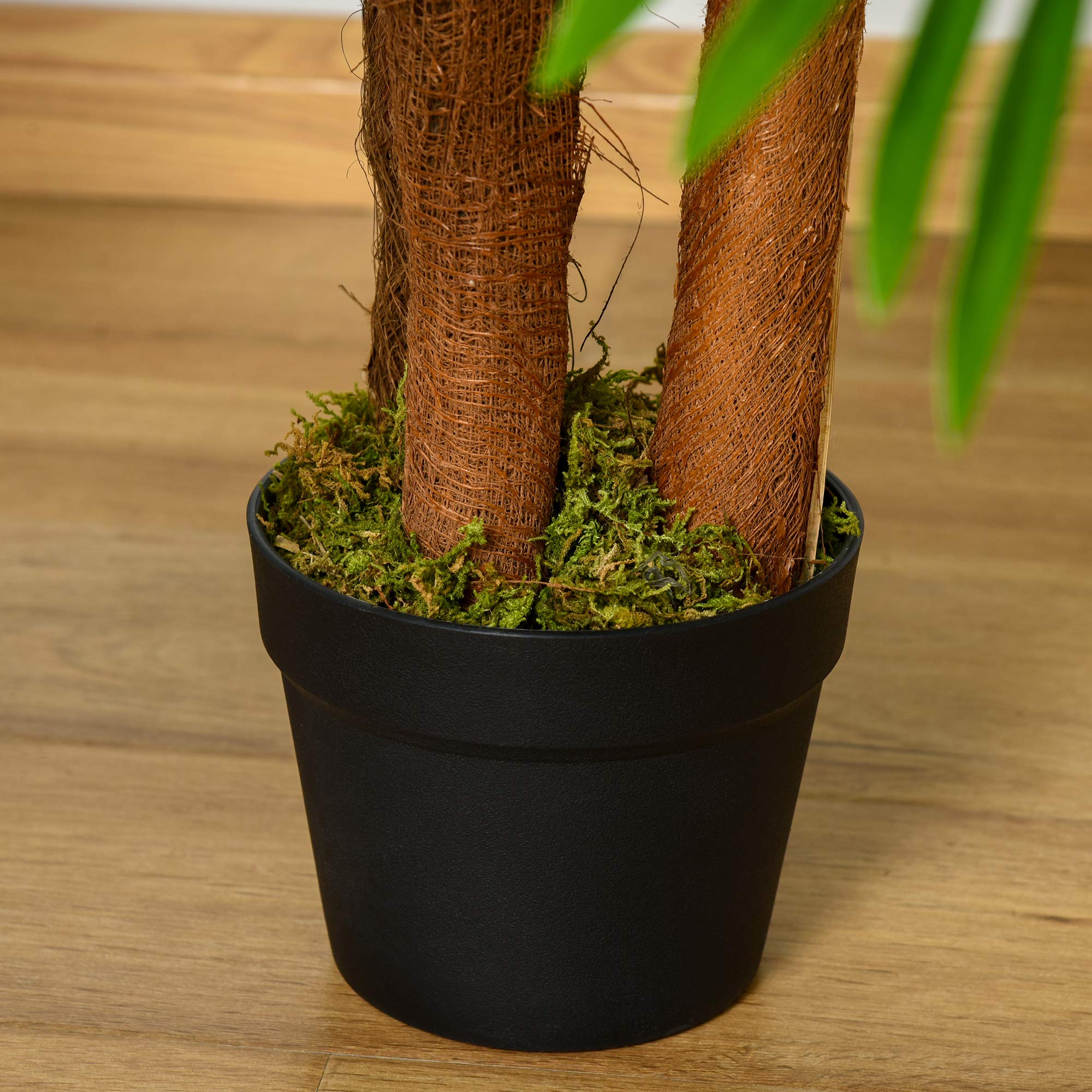 Outsunny Palmier Artificiel Hauteur 1,2 m Arbre Artificiel Tronc Branches Lichen Feuilles Grand réalisme Pot Inclus