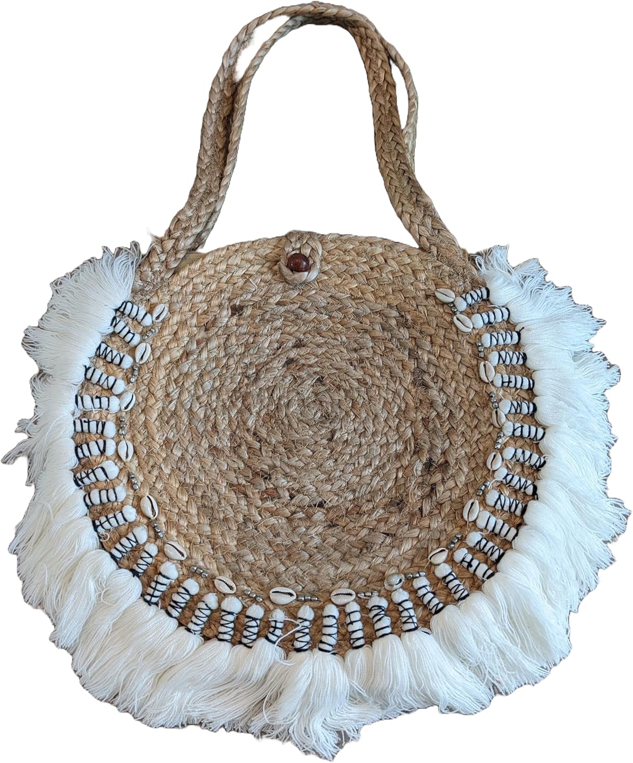 Kayla Jute Handcrafted Crossbody Natural Women Fringe Handbags Summer Boho Bohemian Beach Shoulder Bag Purse Seashell India