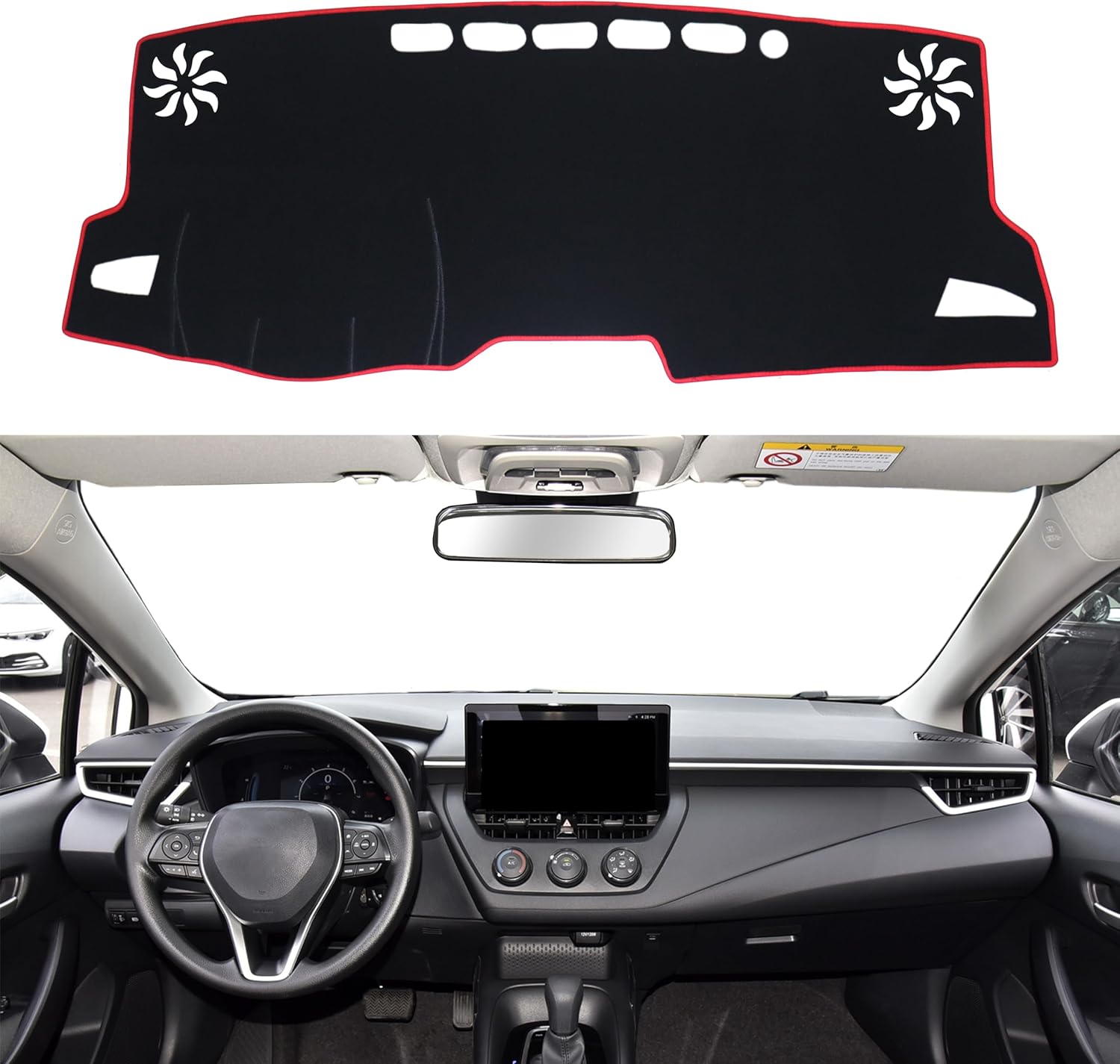 for Toyota Corolla Accessories 2019-2022 2023 2024 2025 2026 Dash Cover Dashboard Cover Mat Center Console Carpet Non-Slip Protector Sunshield Pad Custom Fit for Corolla 2020 2021, Black Trim