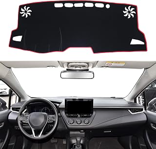for Toyota Corolla Accessories 2019-2022 2023 2024 2025 2026 Dash Cover Dashboard Cover Mat Center Console Carpet Non-Slip Protector Sunshield Pad Custom Fit for Corolla 2020 2021, Red Trim