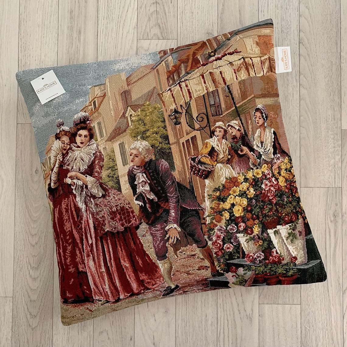Kate's Home Vintage Tapestry Cushion Cover, Thick, Floral Cushion Cover - Sale (Victorian Girls)