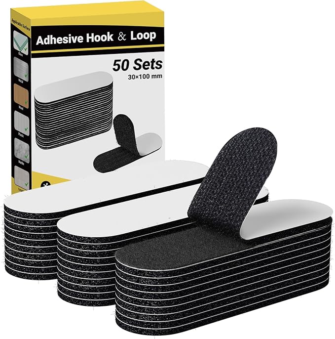 Ceecysaa 50 Sets Hook Loop Tape Heavy Duty,1.2 x 4 Inch Double Sided Strong Adhesive Mounting Tape for Picture Frame,Rug, Carpet,Reusable Fastener for Office,Home,School Use