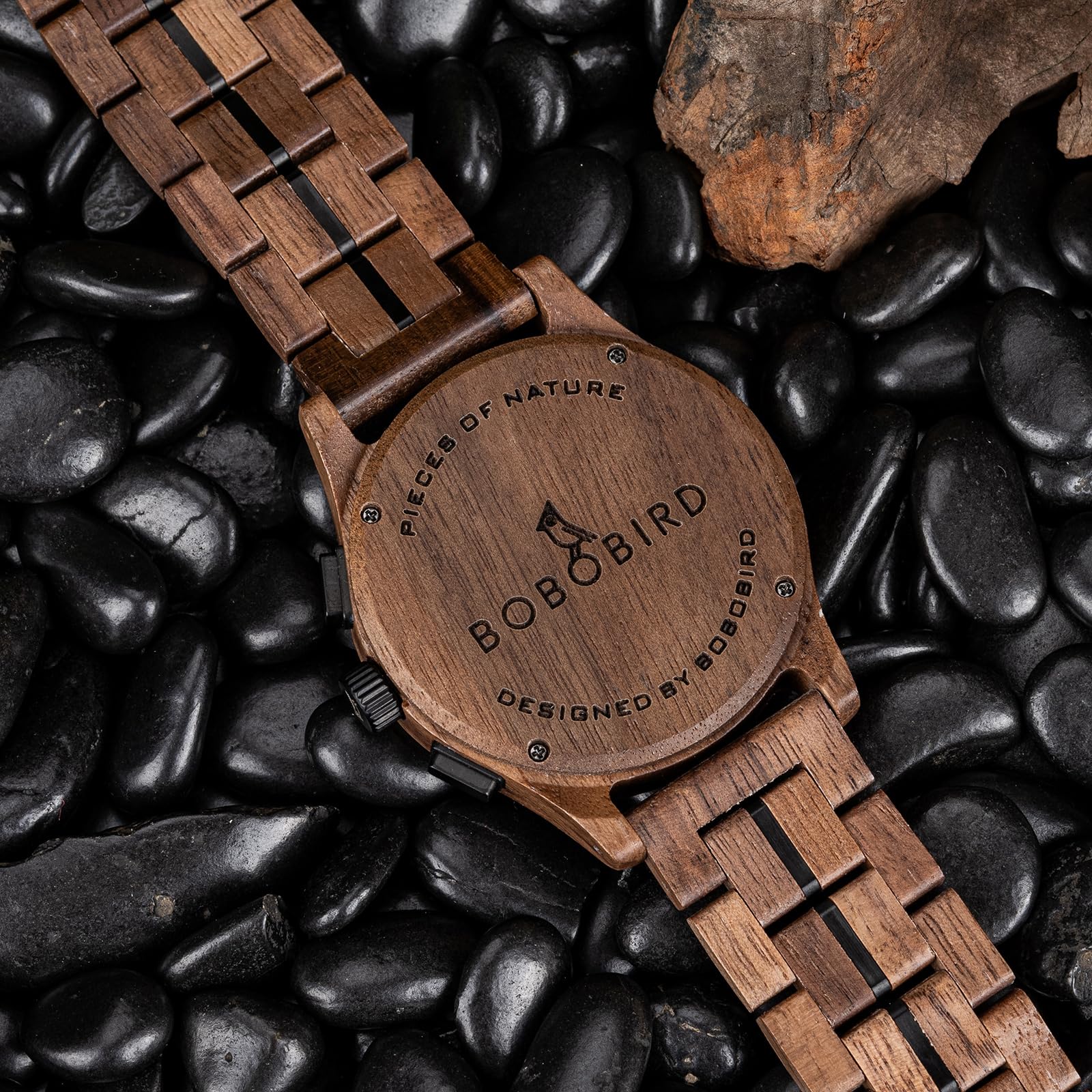 BOBO BIRD Orologio da polso da uomo, in legno, con cronografo, al quarzo, multifunzione, realizzato a mano, leggero ed elegante, ideale per il lavoro e il tempo libero, ottima idea regalo