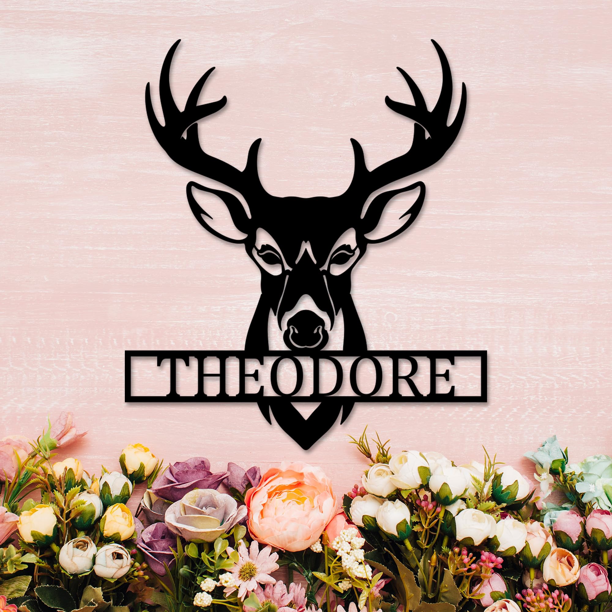 Insoach Design 08 Personalized Deer Metal Sign | Christmas Deer | Outdoor Wall Decor | Last Name Sign | Deer Monogram | Housewarming Gift, Anniversary Wedding Gift