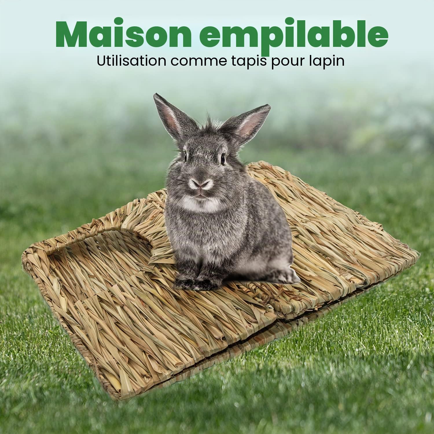 HYLYUN Très Grande Maison Foin Lapin Naturellement Séchée Maison d'herbe Tissée Pliable pour Lapin, Cochon d'Inde, Chinchilla, Furet Jouer et Dormir