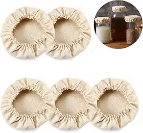 Capas de pano para frascos iniciais de fermentação de fermentação de kefir de kombucha ou tampas de tecido de queijo para fermentação de kefir de 7,6 a 10 cm, pacote com 5