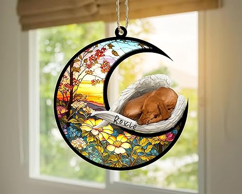 Miniatura 715 de Chow Chow Dog Memorial Suncatcher, adorno de Navidad Chow Chow con nombre, atrapador de pérdida de mascotas, regalos para los amantes de los perros