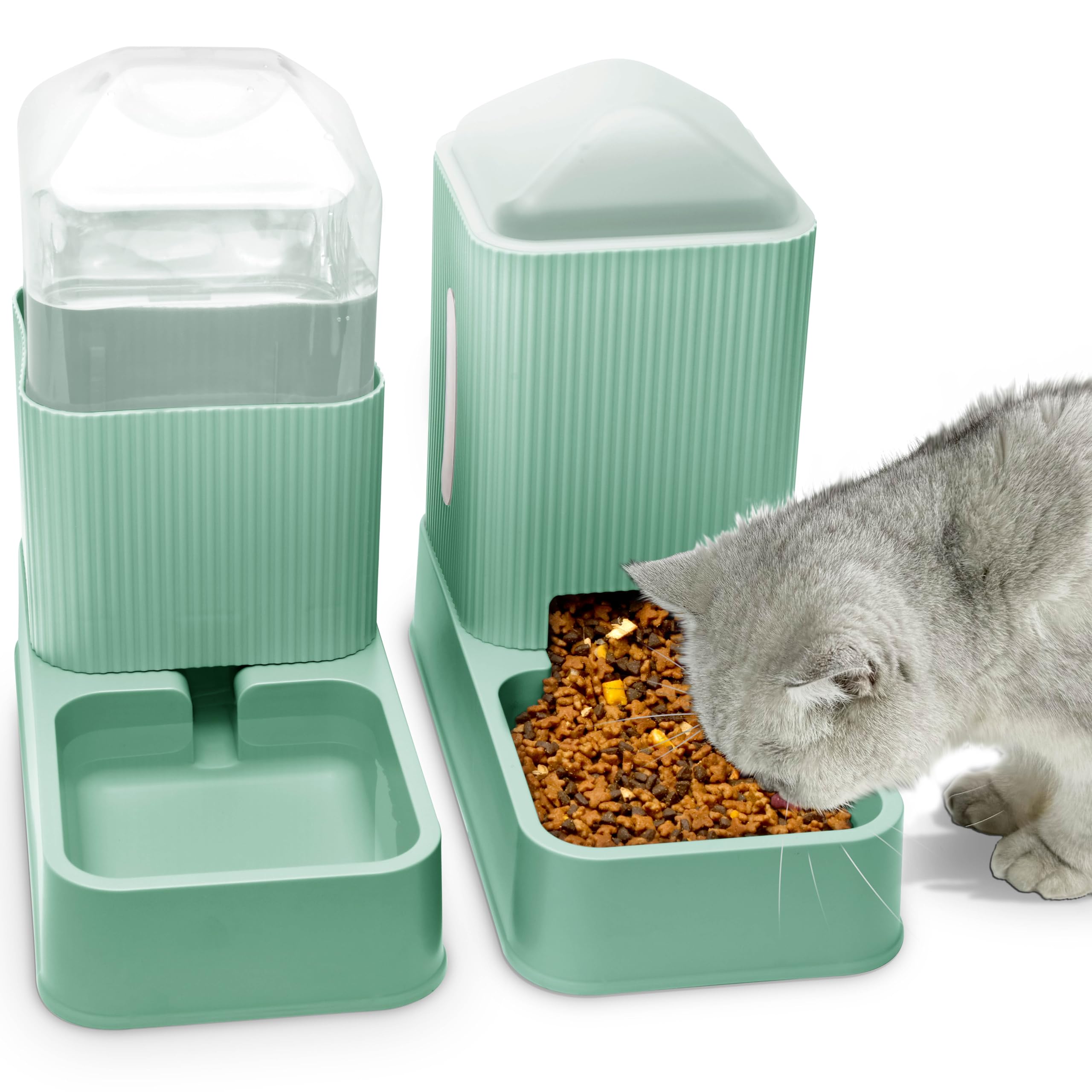 Mangiatoia E Acqua Automatica Per Cani E Gatti, 2 Ciotole In Plastica BPA-Free, Modello E38 - Foto 4