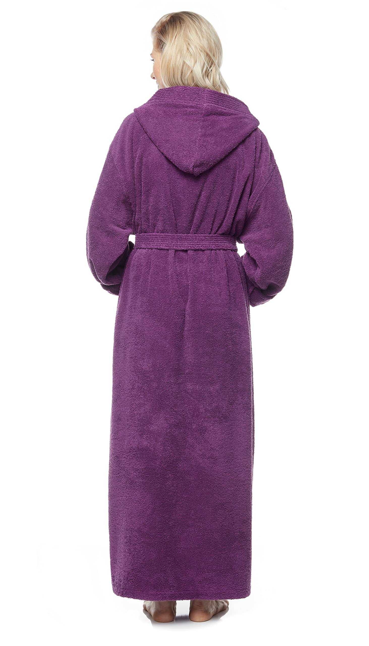 Bata de baño de algodón turco con capucha estilo Pacific para hombre Morado ciruela M